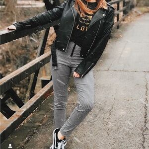 Urban Outfitters Black and White Houndstooth Pants with Zipper detail